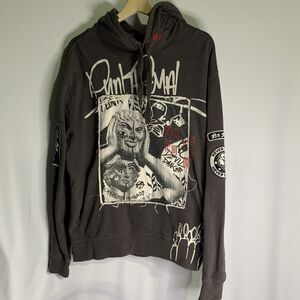 Collectible Unique Punk Royal Graffiti Motif Men's Fleece Hoodie Sweatshirt M